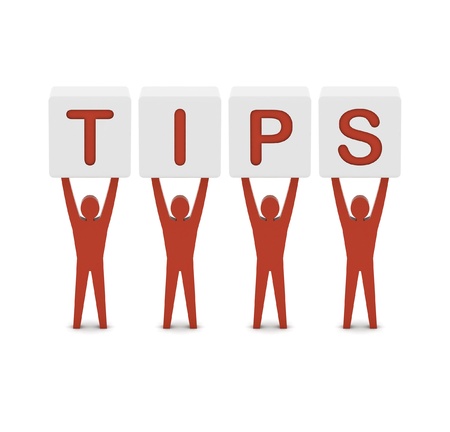 Men holding the word tips. Concept 3D illustration.の写真素材