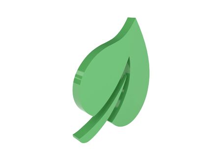Green leaf icon over white background. Concept 3D illustration.の写真素材