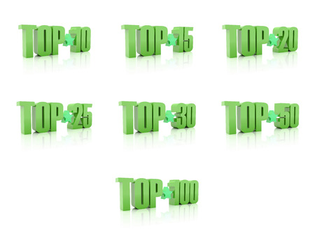 Set of Tops. Green on white background. 3D illustration.の写真素材