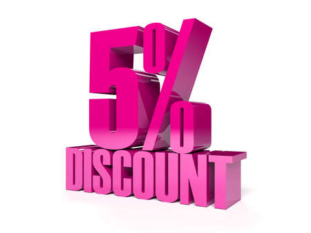 5 percent discount. Pink shiny text. Concept 3D illustration.の写真素材
