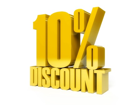 10 percent discount in Golden shiny textの写真素材