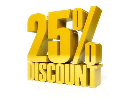 25 percent discount in Golden shiny textの写真素材