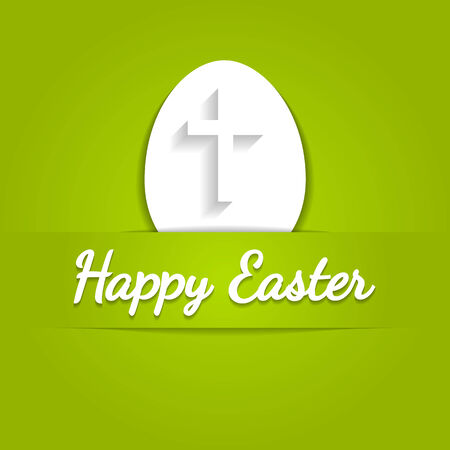 Happy Easter eggs card with cross symbol. Over green background.のイラスト素材