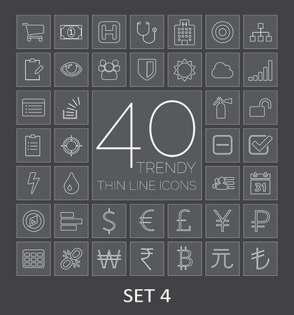40 Trendy Thin Line Icons for Web and Mobile. Set 4のイラスト素材