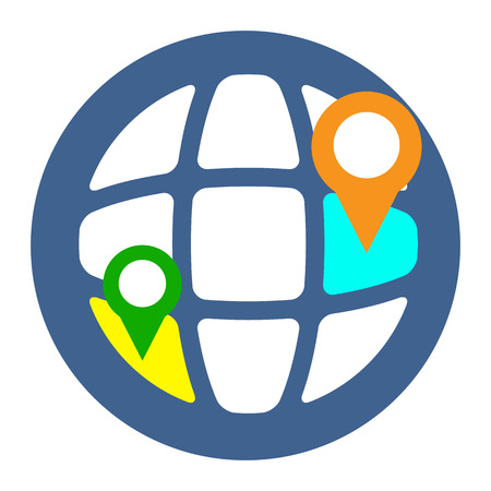 Geo Targeting Icon. Flat style illustration. Isolated in colored circle on white background. のイラスト素材