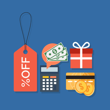 Discount concept. Flat design stylish. Isolated on color backgroundのイラスト素材