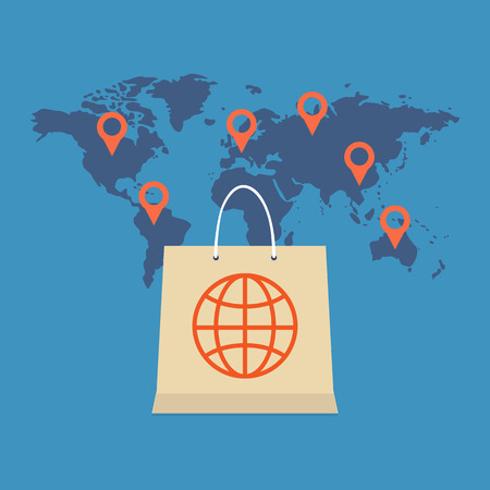 International Sale concept. Flat design stylish. Isolated on color backgroundのイラスト素材