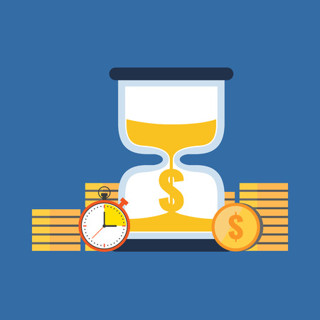 Time is money concept. Flat design stylish. Isolated on color backgroundのイラスト素材