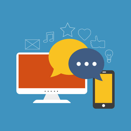 Social media concept. Flat design stylish. Isolated on color backgroundのイラスト素材