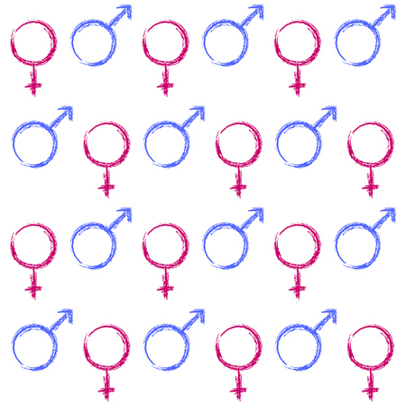 Abstract seamless pattern. Male and female symbols. Vector Illustrationのイラスト素材