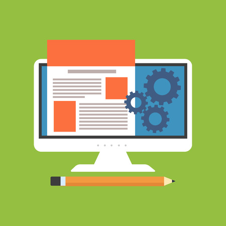 Website design, development concept. Flat design. Isolated on color backgroundのイラスト素材