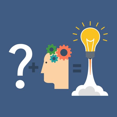 Finding solution, innovation concept. Flat design. Isolated on color backgroundのイラスト素材