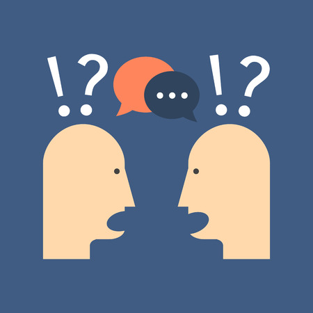 Discussion, chat concept. Flat design. Isolated on color backgroundのイラスト素材