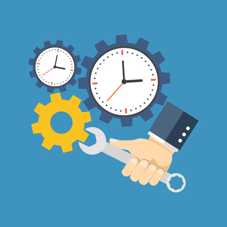 Time management concept. Flat design. Isolated on color backgroundのイラスト素材