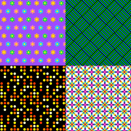 Seamless patterns. Set 2. Abstract colorful. Vector Illustrationのイラスト素材