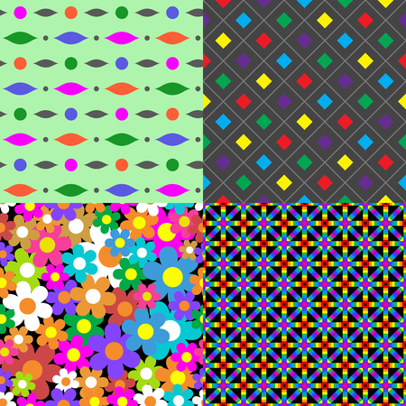 Seamless patterns. Set 8. Abstract colorful. Vector Illustrationのイラスト素材