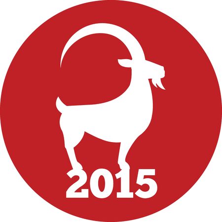 Chinese New Year of the Goat 2015 concept. Flat design. Icon in red circle on white backgroundのイラスト素材