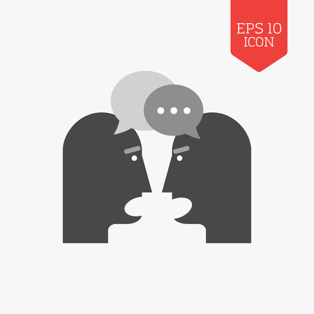 Two person chatting icon. Dispute concept. Flat design gray color symbol. Modern UI web navigation, sign. Illustration elementのイラスト素材