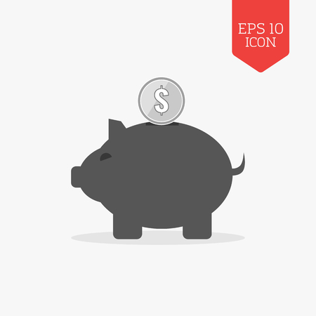 Piggy bank icon, money savings concept Flat design gray color symbol. Modern UI web navigation, sign. Illustration elementのイラスト素材