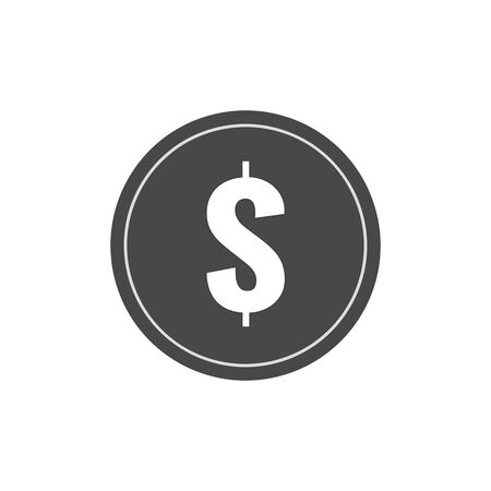 Coin icon. Flat design gray color symbol. Symbol in trendy flat style isolated on white background.の写真素材