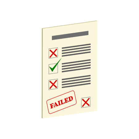 Exam Fail symbol. Flat Isometric Icon . 3D Style Pictogram for Web Design, UI, Mobile App, Infographic. Vector Illustration on white background.のイラスト素材