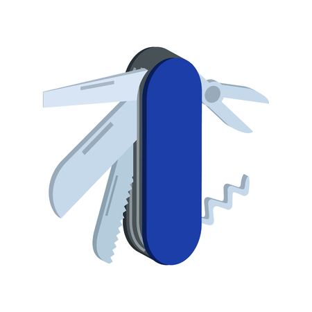 Multi tool symbol. Flat Isometric Icon or Logo. 3D Style Pictogram for Web Design, UI, Mobile App, Infographic. Vector Illustration on white background.のイラスト素材