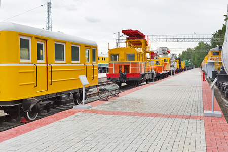 Novosibirsk Museum of railway equipment in Novosibirsk, Siberia, Russia - July 7, 2017: the exhibits of the Museum under the open skyのeditorial素材