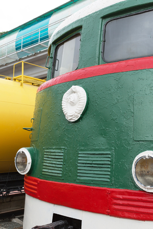 Novosibirsk Museum of railway equipment in Novosibirsk, Siberia, Russia - July 7, 2017: the Locomotive shunter TE2 No. 289. Built in 1953 in Kharkiv locomotive factory of the Ministry of transport and heavy engineeringのeditorial素材