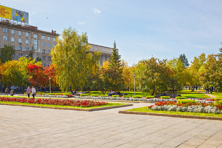 The city of Novosibirsk, Siberia, Russia - September 17, 2017: square, Novosibirsk state academic Opera and ballet theatreのeditorial素材