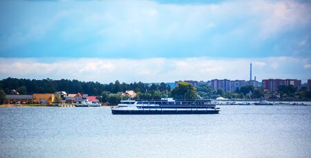 Berdsk, Berdsk Gulf, the river Berd,Novosibirsk oblast, Siberia, Russia - August 19, 2017: the ship "Viktor Gashkov," on the river Berdのeditorial素材