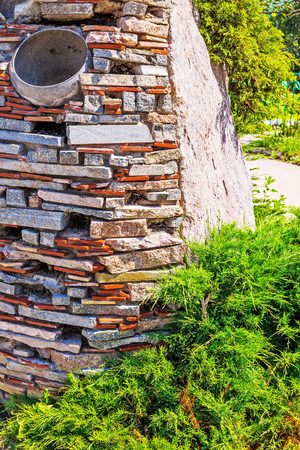 Juniper at arches are made of marble and tiles. Siberia, Russiaの写真素材