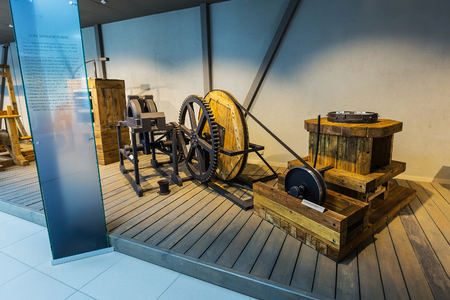 Suzun, Novosibirsk region, Western Siberia, Russia-July 21, 2018: Museum and tourist complex "Suzun-Zavod. Mint." Copies of old machines for working with metalのeditorial素材