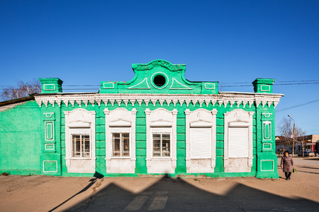 Urban settlement Kolyvan, Kolyvan district, Novosibirsk region, Western Siberia, Russia-October 27, 2018: house of the merchant A. I. Pekhterev, built in 1897のeditorial素材