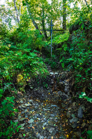 The neighborhood Stretcher, the town of Iskitim, Novosibirsk oblast, Western Siberia, Russia - August 8, 2018: the Territory of the sacred sourceのeditorial素材