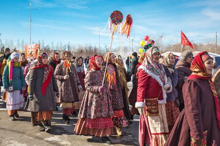 Berdsk, Novosibirsk region, Western Siberia, Russia-March 9, 2019: Festive procession at the...