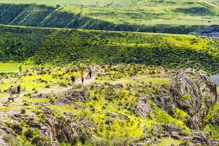 Place of confluence of Chuya and Katun rivers, Ongudai district, Altai Republic, Russia - July 15,...