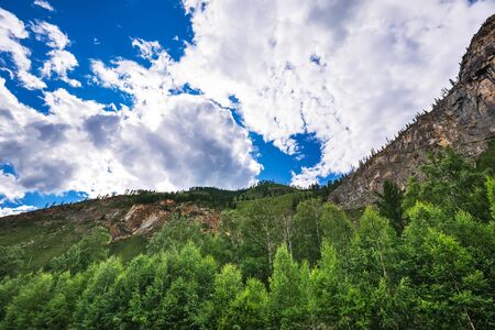 Chui tract, Kosh Agach district, Altai Republic, Russia. View of the mountain landscape visible from the Chui tractの写真素材