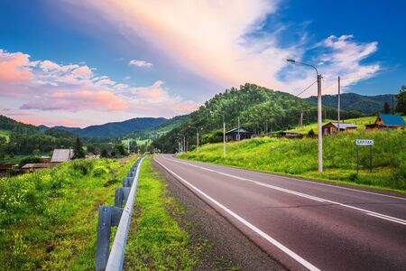 Shebalinsky district, Altai Republic, southern Siberia, Russia - July 13, 2019: Altai village Barlak located on the Chui tractのeditorial素材