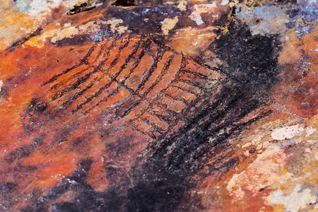 Petroglyph complex "kalbak - Tash" (ritual sanctuary), Ongudai district, Altai Republic, Russia - July 15, 2019: rock paintingsのeditorial素材