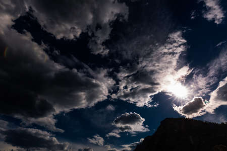 Cloudy sky over the Altai mountains. Place Oractical bridge, Chemal district of the Altai Republic