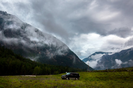 Intermountain valley of the Chui River. Ongudaysky district of Gorny Altai, Russiaの写真素材
