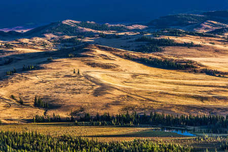 View of the North Chui ridge and the valley of the Chui River. Kosh-Agachsky District of the Altai Republic, Southern Siberia, Russiaの写真素材