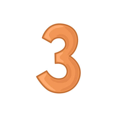 The Arabic color numeral is 3. Vector number in cartoon styleのイラスト素材