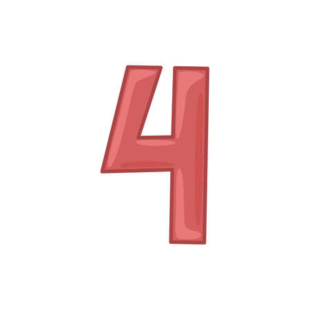 The Arabic color numeral is 4. Vector number in cartoon styleのイラスト素材