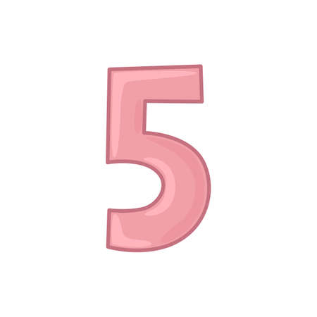 The Arabic color numeral is 5. Vector number in cartoon styleのイラスト素材