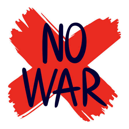 No war. Vector lettering by hand. A dark phrase against the background of a red cross. The concept of peace and goodness.のイラスト素材