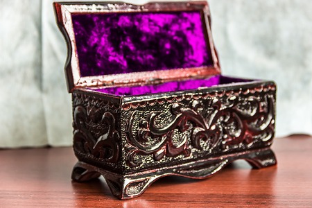 A beautiful patterned wooden box made by hand.