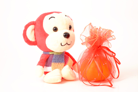 Orange with monkey  for lunar Chinese new year, one orange mean together in Chinese culture lucky numberの写真素材