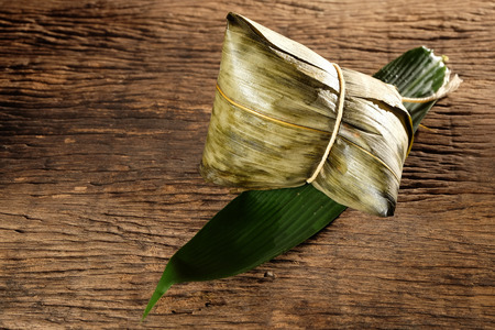 Zongzi or Traditional Chinese Sticky Rice Dumplings for dragon boat festival.の写真素材