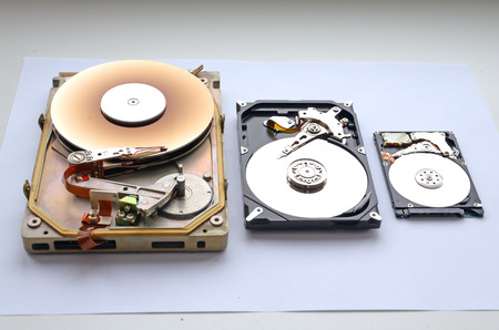 Disassembled Rare hard drive. Interface MFM / ST 412 form factor of 5.25 and sata 3.5 and 2.5 hard...